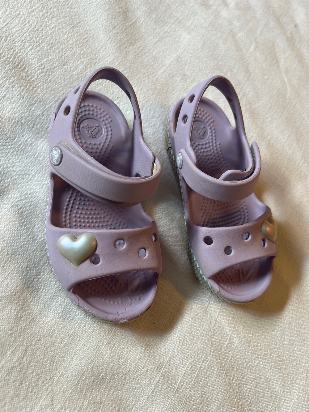 Toddler CROCS Kids Lavender Sandal with Heart Charm Size 9C